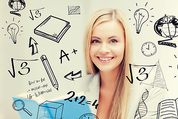 Image showing student with doodles reading book