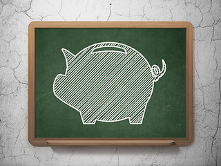 Image showing Banking concept: Money Box on chalkboard background