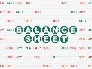 Image showing Currency concept: Balance Sheet on wall background