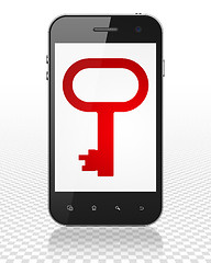 Image showing Privacy concept: Smartphone with Key on display