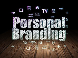 Image showing Advertising concept: Personal Branding in grunge dark room