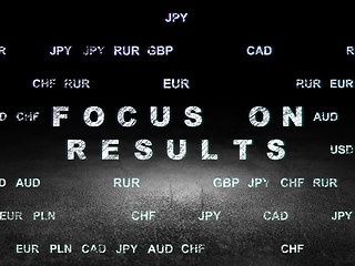 Image showing Finance concept: Focus on RESULTS in grunge dark room