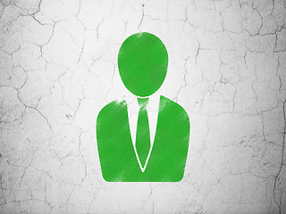 Image showing Marketing concept: Business Man on wall background