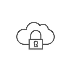 Image showing Cloud computing security line icon.