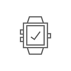 Image showing Smartwatch with check sign line icon.