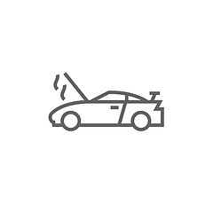 Image showing Broken car with open hood line icon.