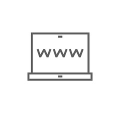 Image showing Website on laptop screen line icon.