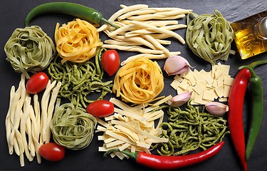 Image showing Various types of pasta.
