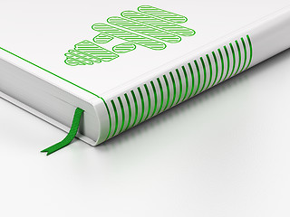 Image showing Finance concept: closed book, Energy Saving Lamp on white background