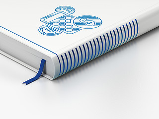 Image showing Advertising concept: closed book, Calculator on white background