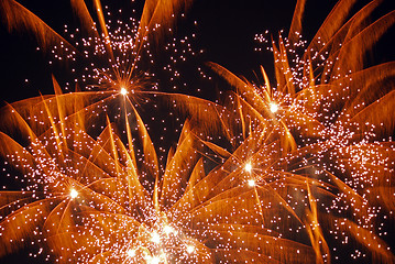 Image showing Gold Fireworks explode