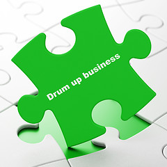 Image showing Finance concept: Drum up business on puzzle background