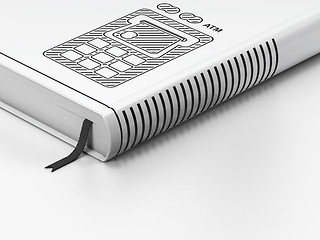 Image showing Currency concept: closed book, ATM Machine on white background