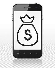 Image showing Money concept: Smartphone with Money Bag on display