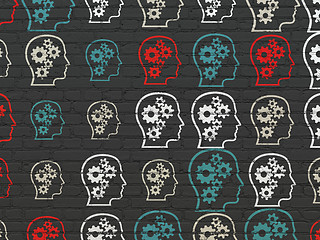 Image showing Business concept: Head With Gears icons on wall background