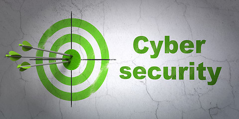 Image showing Protection concept: target and Cyber Security on wall background