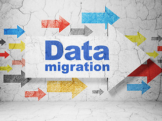 Image showing Information concept: arrow with Data Migration on grunge wall background
