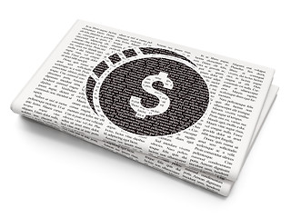 Image showing Money concept: Dollar Coin on Newspaper background