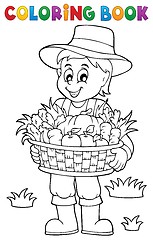 Image showing Coloring book farmer with harvest 1