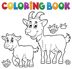 Image showing Coloring book with happy goats