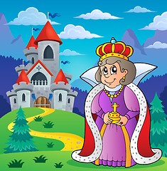 Image showing Happy queen near castle theme 2