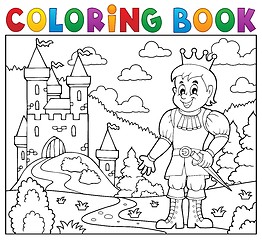 Image showing Coloring book prince near castle