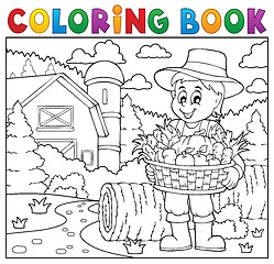 Image showing Coloring book farmer with harvest 2