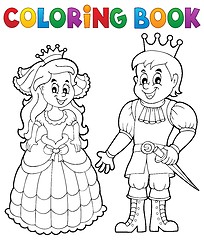 Image showing Coloring book princess and prince