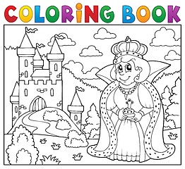 Image showing Coloring book queen near castle