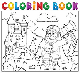 Image showing Coloring book dwarf warrior theme 2