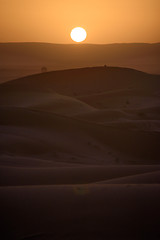 Image showing Sunset over the dunes, Morocco, Sahara Desert