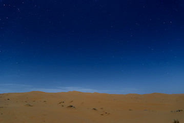 Image showing Stars at night over the dunes, Morocco