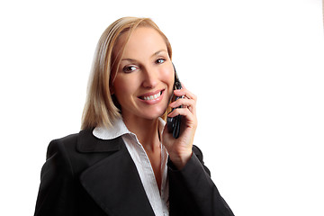 Image showing Friendly woman on telephone call