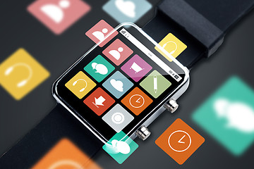 Image showing close up of smart watch with menu icons on screen