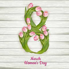 Image showing Happy Women s Day with tulips. EPS 10