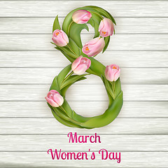 Image showing Happy Women s Day with tulips. EPS 10