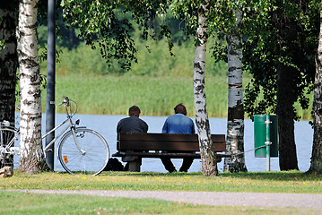 Image showing Men on the bench.