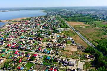 Image showing Aerial view onto rural street. Borovskiy. Russia