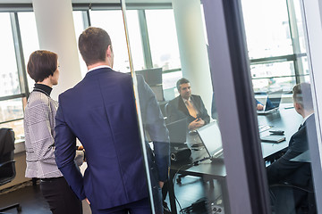 Image showing Corporate business team office meeting.