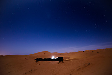 Image showing Stars at night over the dunes, Morocco