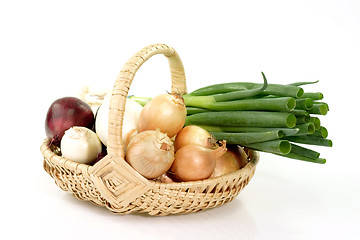 Image showing Basket of onions