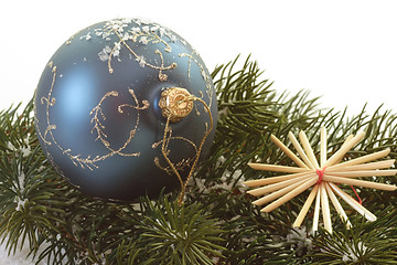 Image showing Blue christmas tree ball