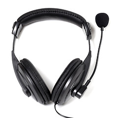 Image showing Black headphones with microphone