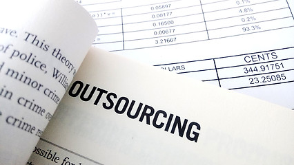 Image showing Outsourcing word on book