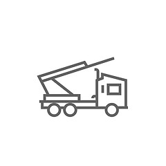 Image showing Machine with a crane and cradles line icon.