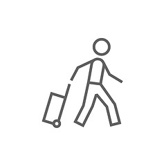 Image showing Man with suitcase line icon.