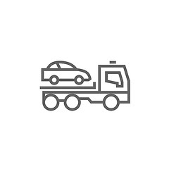 Image showing Car towing truck line icon.