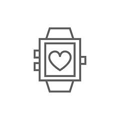 Image showing Smartwatch with heart sign line icon.