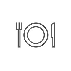 Image showing Plate with cutlery line icon.