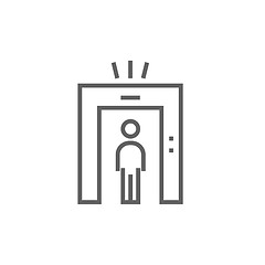 Image showing Man going through metal detector gate line icon.